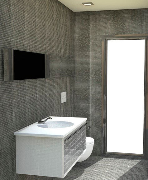 UNA CASA EN H REVESTIDA DE PIEDRA, NUÑO ARQUITECTURA NUÑO ARQUITECTURA Modern bathroom سرامک