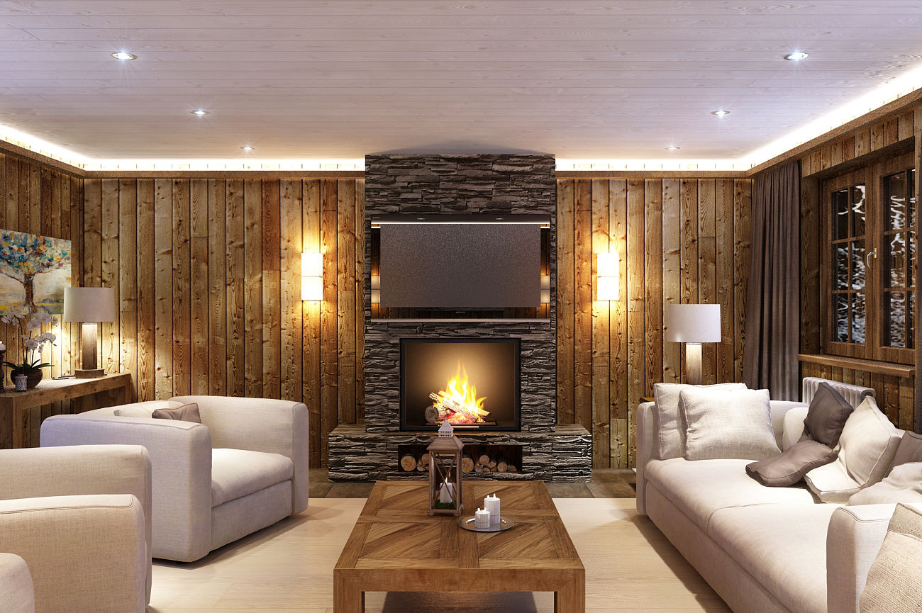 Шале, Alexander Krivov Alexander Krivov Rustic style living room Wood Wood effect