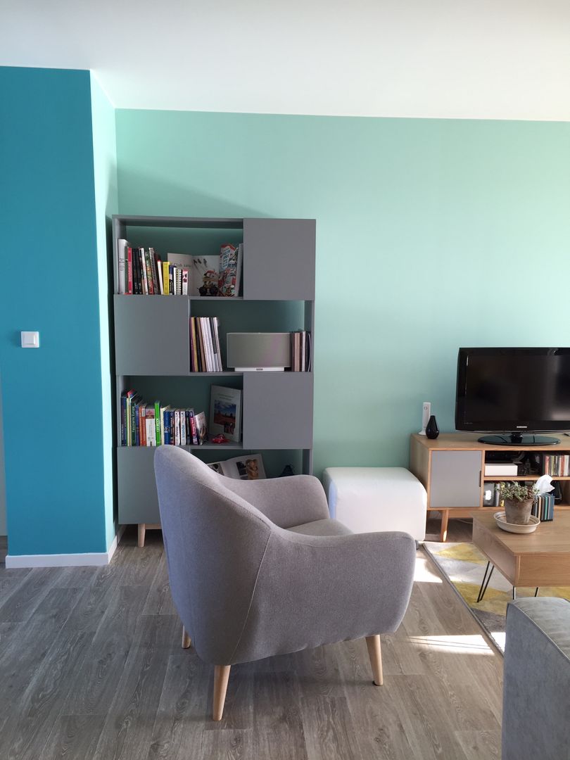 Agencement & Couleurs d'un appartement à Balma, Mint Design Mint Design غرفة المعيشة