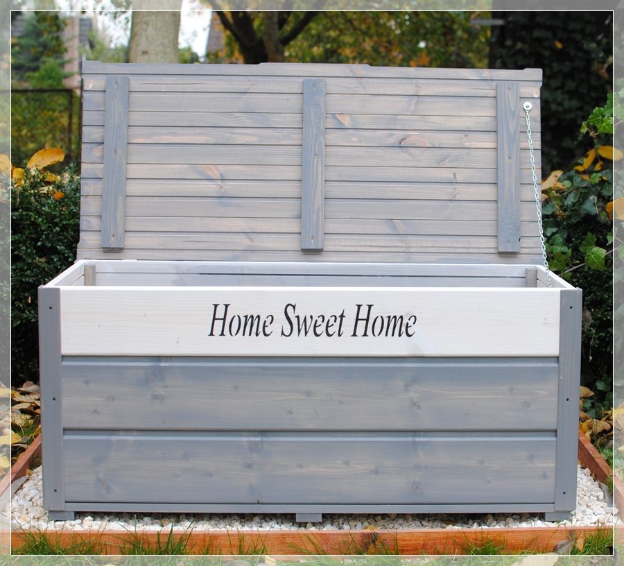 Drewniany kufer ogrodowy, skrzynia - Home Sweet Home, MT WoOD MT WoOD Jardin classique Bois Effet bois Meubles