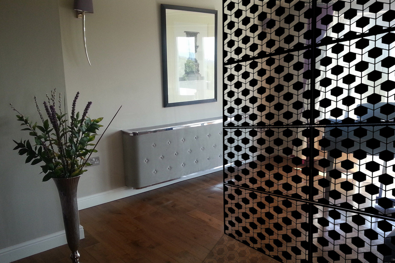 Modern black room dividers in fancy hexagon geometric pattern Lace Furniture Other spaces Metal Room dividers & screens