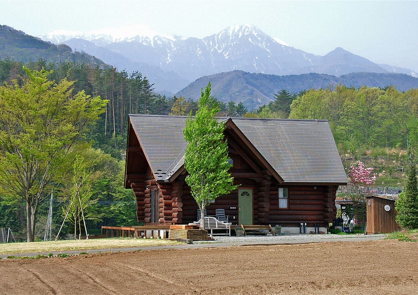 Log Cabin beside Japan Alps, Cottage Style / コテージスタイル Cottage Style / コテージスタイル Wiejskie domy Drewno O efekcie drewna