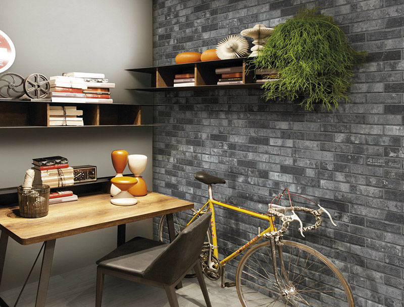 Battersea Stafford Charcoal Brick Effect Tile The London Tile Co. กำแพง กระเบื้อง