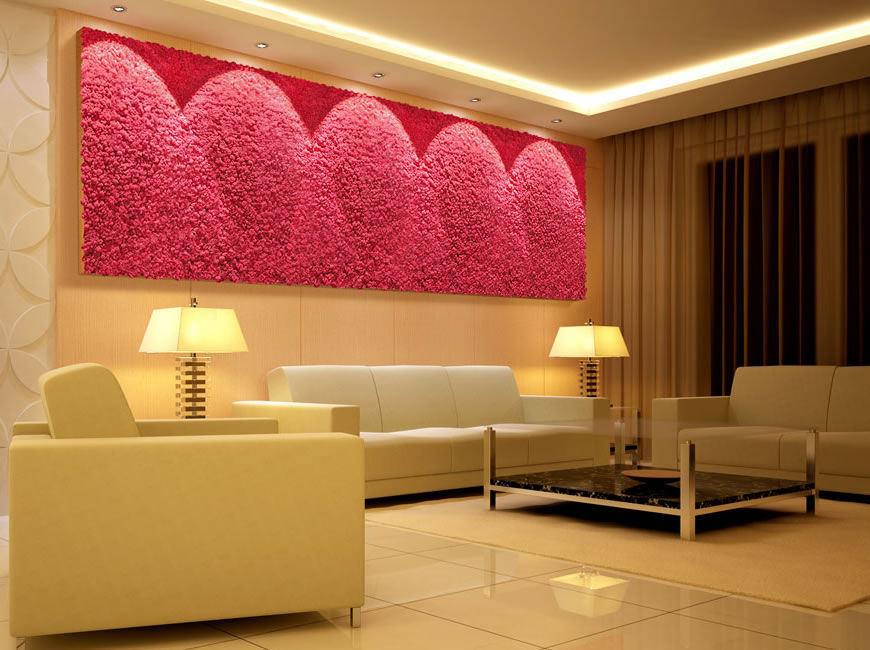 ​Naturalny mech na ściany marki Moss Trend® w kolorach Pantone 2016 BandIt Design Nowoczesne domowe biuro i gabinet Marmur