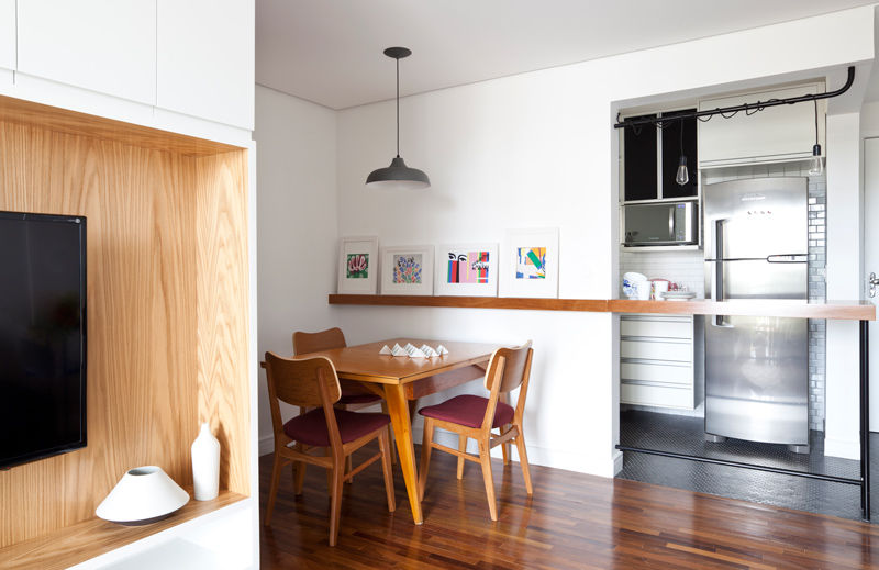 Apartamento da Catia, INÁ Arquitetura INÁ Arquitetura 北欧デザインの ダイニング