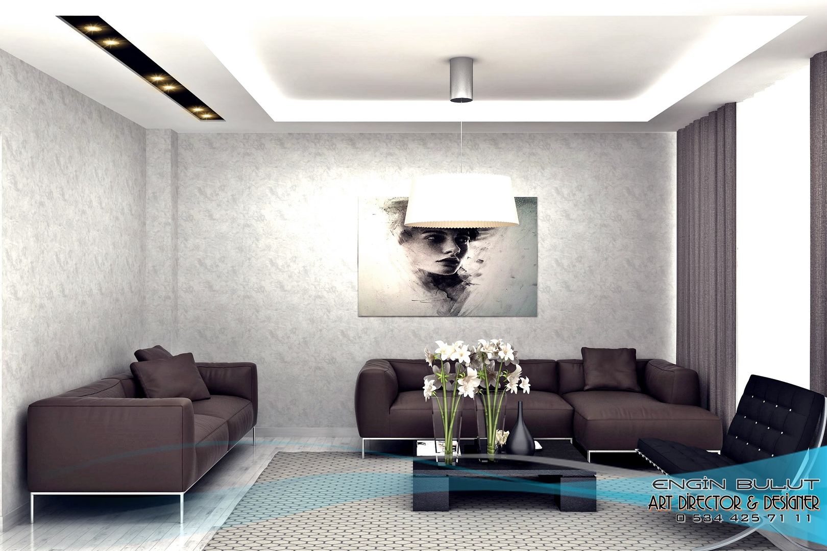 3d görsel hazırlama, EN+SA MİMARİ TASARIM DEKORASYON MOB.İNŞ.SAN. VE TİC .LTD. ŞTİ EN+SA MİMARİ TASARIM DEKORASYON MOB.İNŞ.SAN. VE TİC .LTD. ŞTİ Modern living room Wood-Plastic Composite