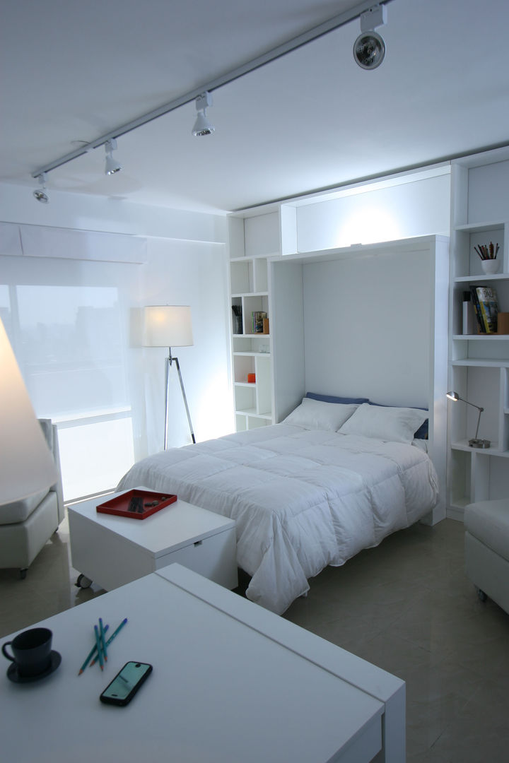 Todo en 32 M2, MinBai MinBai Minimalist bedroom Wood Wood effect Beds & headboards