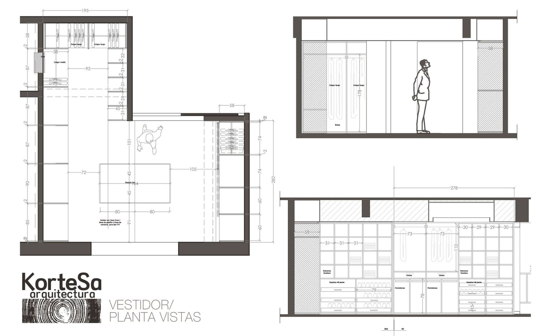 Reforma integral de piso sobre Av. Libertador, KorteSa arquitectura KorteSa arquitectura 에클레틱 드레싱 룸