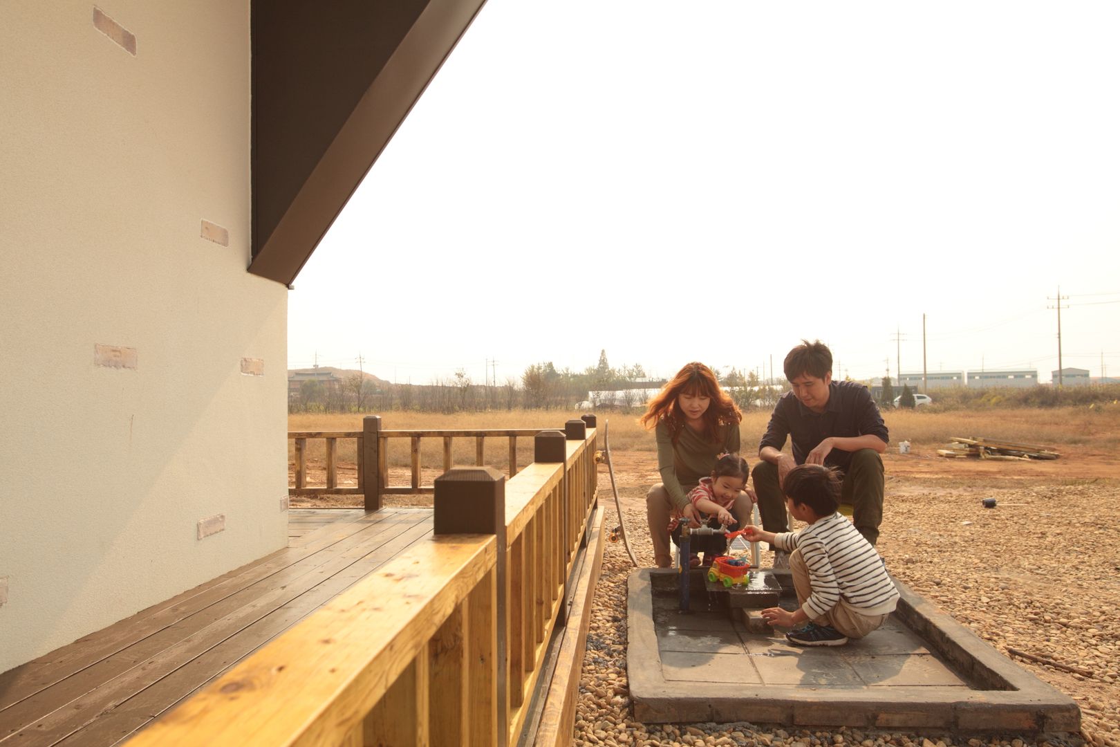 kimpo madang house 김포 두마당 집, 집스터디 건축 스튜디오_JIP STUDY ARCHITECTS STUDIO 집스터디 건축 스튜디오_JIP STUDY ARCHITECTS STUDIO Modern style balcony, porch & terrace