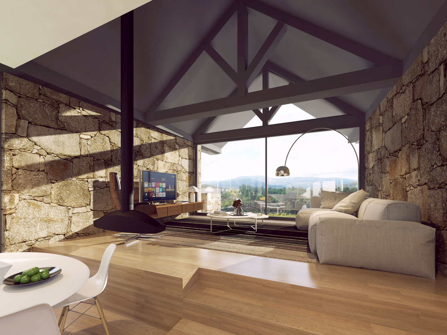 Recuperação de uma habitação rural em Melgaço, Davide Domingues Arquitecto Davide Domingues Arquitecto Rustic style living room