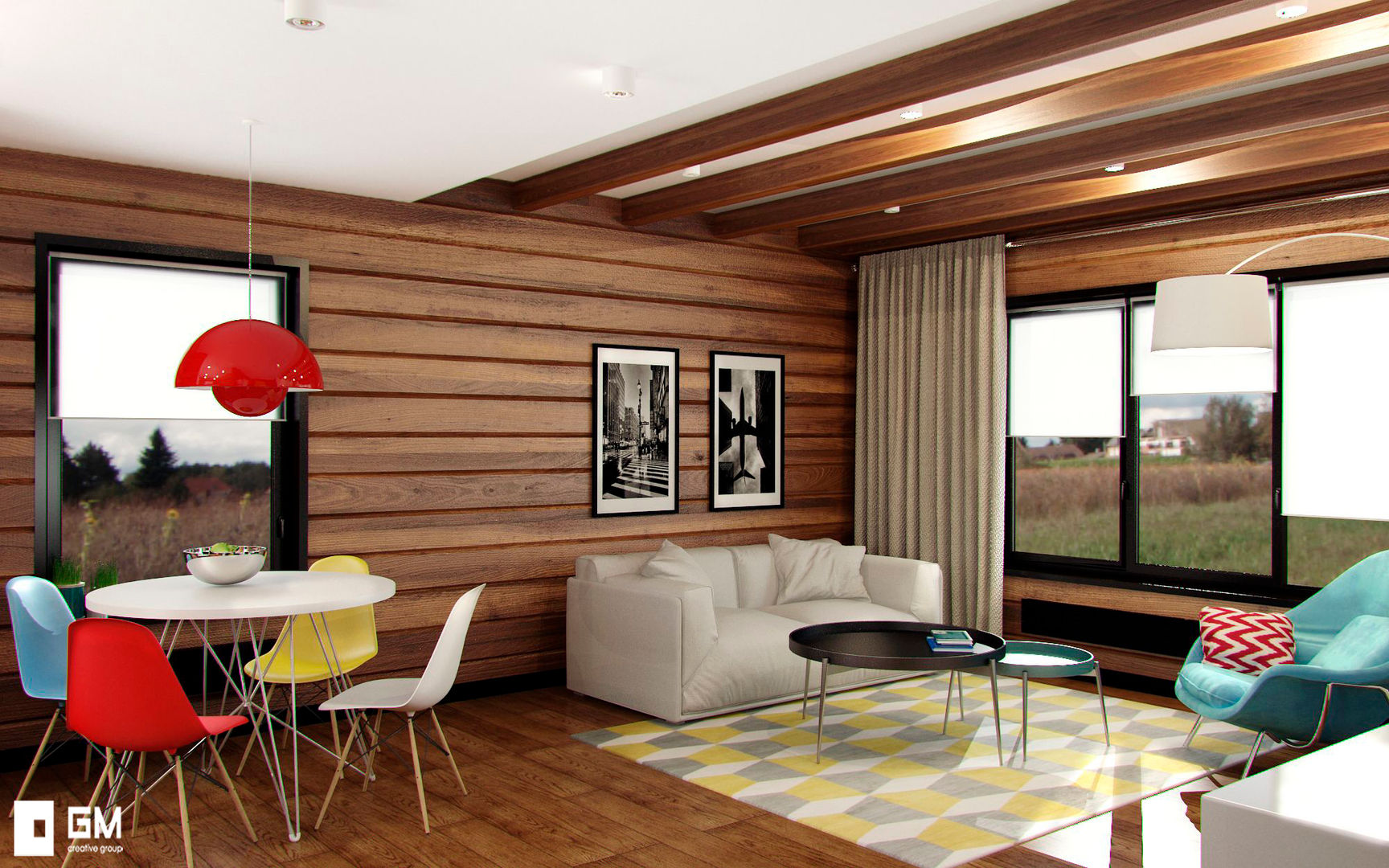Гостевой домик с гаражом, GM-interior GM-interior Scandinavian style living room