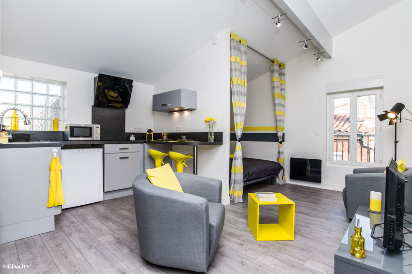 Studio rénové de 25m², Pixcity Pixcity Livings de estilo moderno