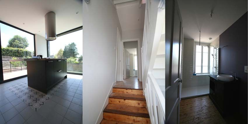Rénovation d'une maison à Brest Trace & Associes architecture et architecture d'intérieur Balcon, Veranda & Terrasse modernes