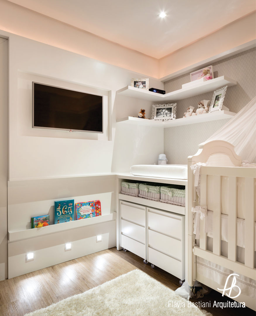 Dormitório de Bebê, Flávia Bastiani Arquitetura Flávia Bastiani Arquitetura Kamar Bayi/Anak Modern MDF Lighting