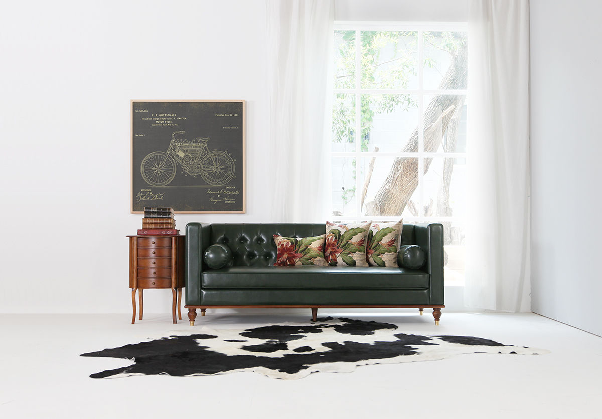 MID CENTURY HEPBUN SOFA SERIES, STYLE-K STYLE-K Living room Fake Leather Metallic/Silver Sofas & armchairs