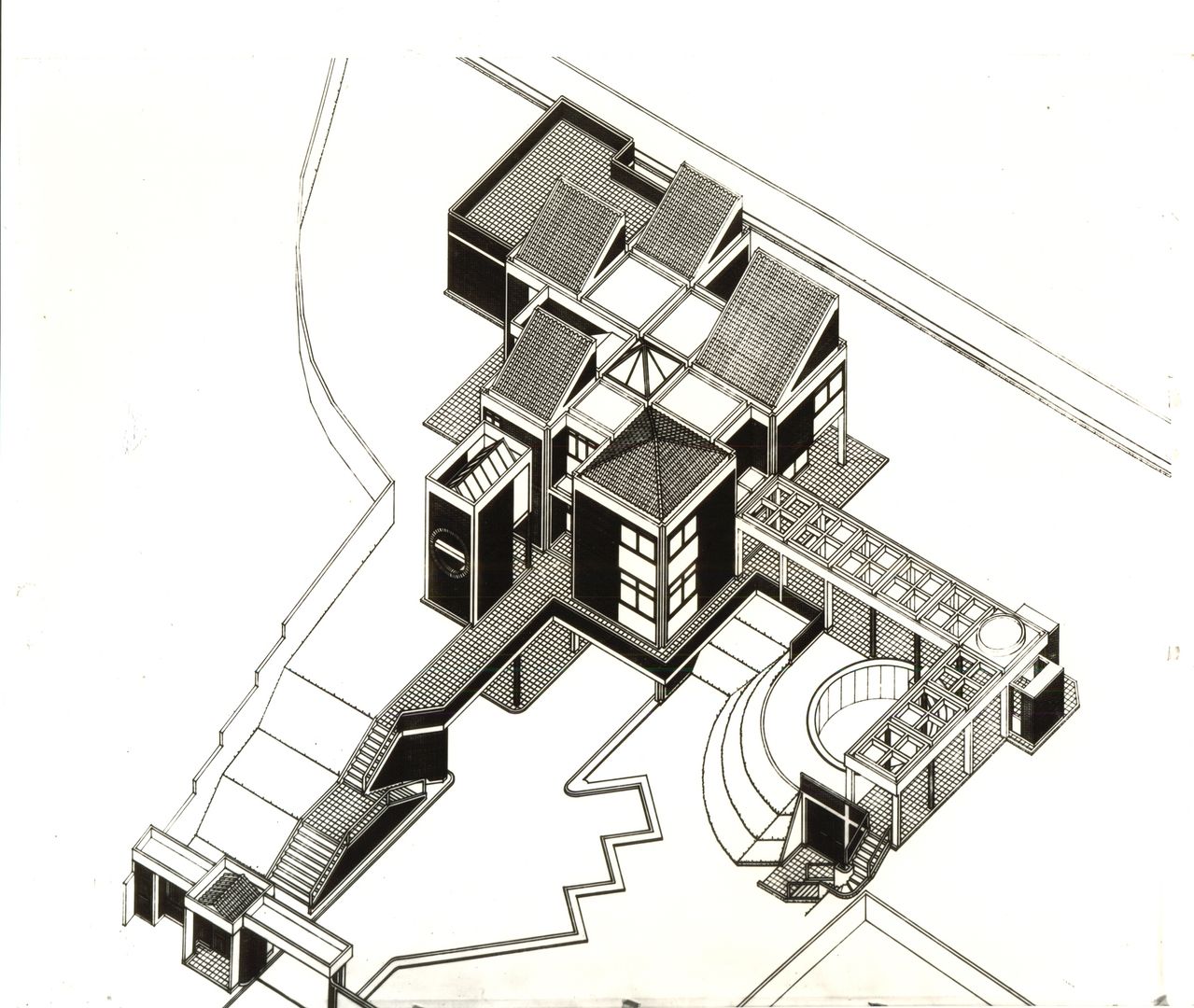 Axonometria del proyecto. OMAR SEIJAS, ARQUITECTO Casas de estilo tropical