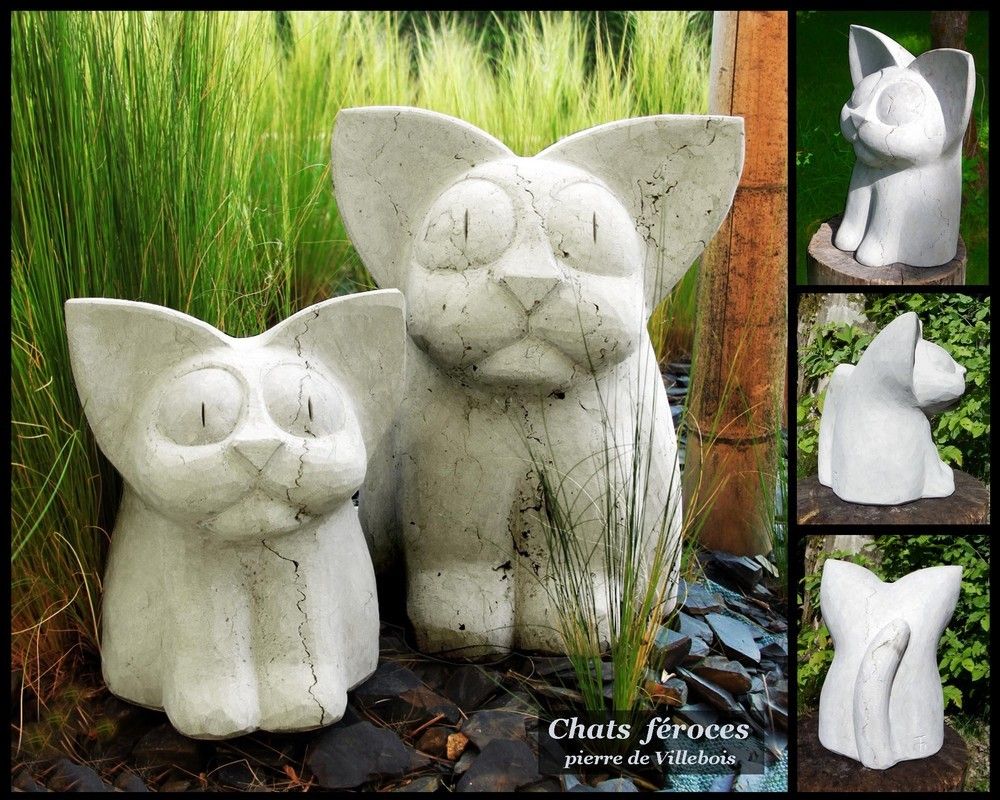 Les chats féroces, Arlequin Arlequin Meer ruimtes Steen Sculpturen