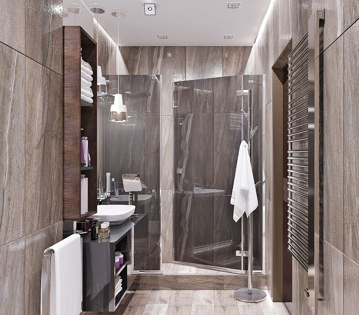 Ванная комната в стиле минимализм, Студия дизайна ROMANIUK DESIGN Студия дизайна ROMANIUK DESIGN Industriale Badezimmer