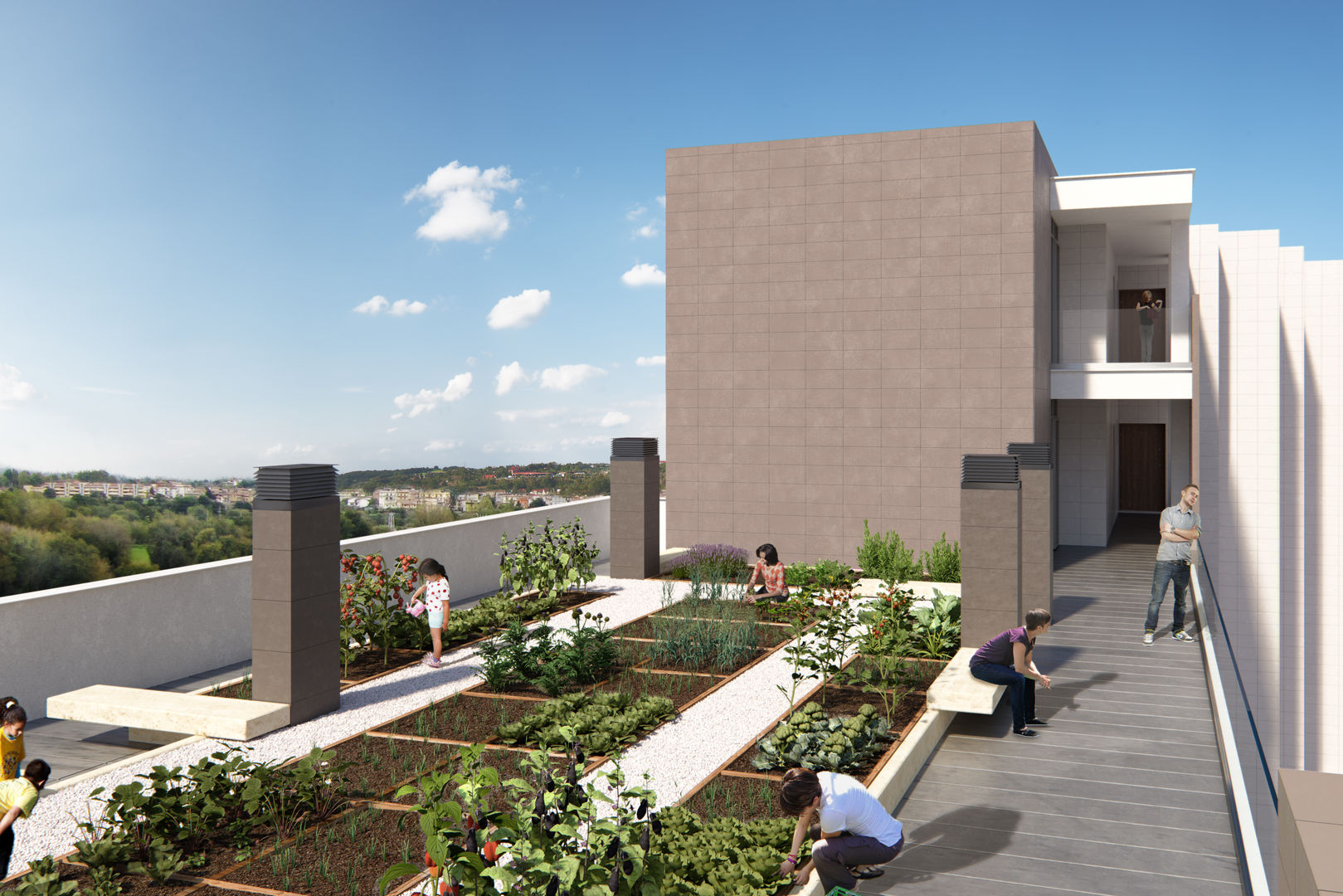 Complesso residenziale Casal Bertone, Realistic Art Render Realistic Art Render Modern garden