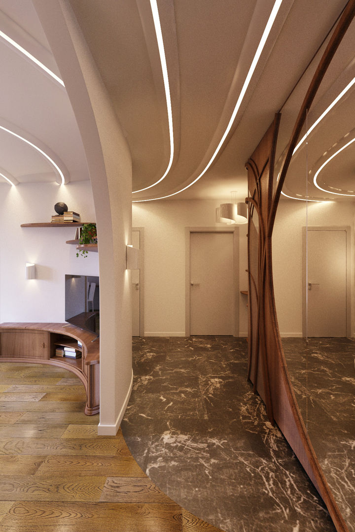 homify Modern corridor, hallway & stairs Wood Wood effect