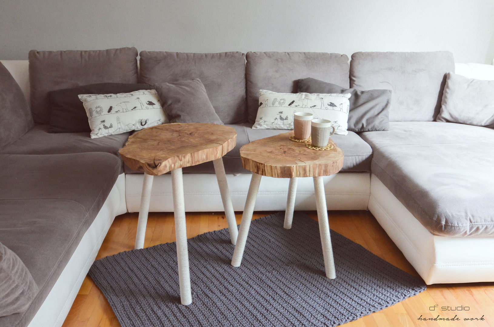 Set Coffee Tables MUKY D2 Studio Гостиная в скандинавском стиле Дерево Эффект древесины Диваны и журнальные столики