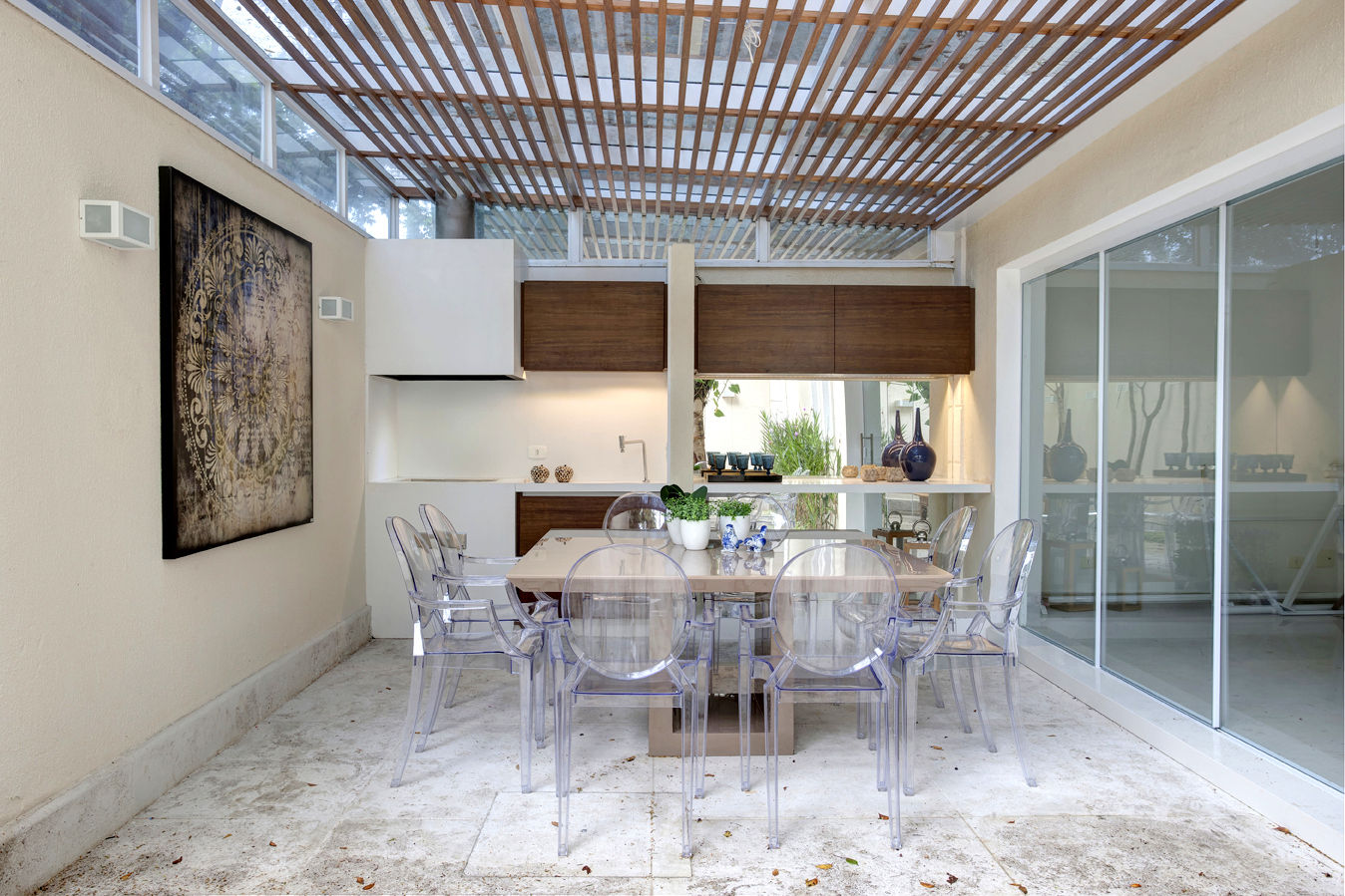 Espaço Gourmet - Ville Bosquée, Michelle Machado Arquitetura Michelle Machado Arquitetura ห้องทานข้าว ไม้ Wood effect