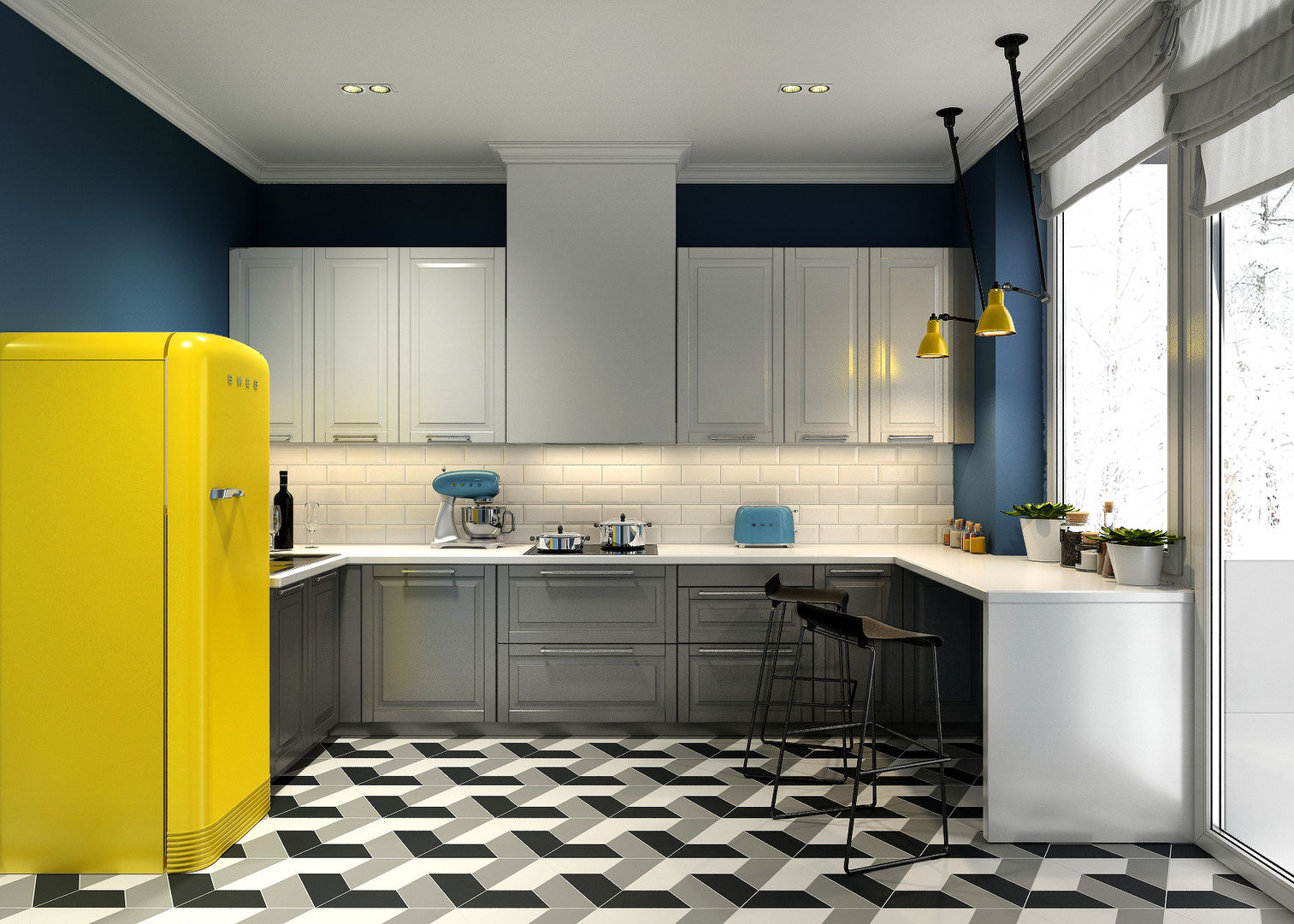 Трехкомнатная квартира для молодой семьи в современном стиле с элементами поп-арта, Studio 25 Studio 25 Scandinavian style kitchen