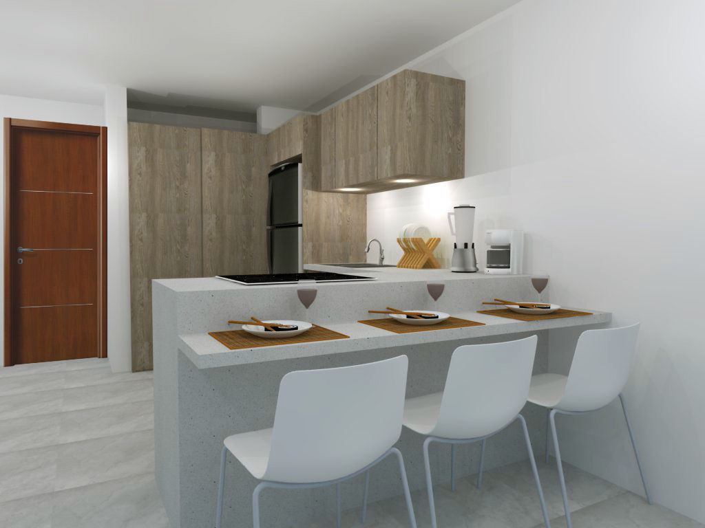 COCINA PEQUEÑA, ARCE FLORIDA LLC ARCE FLORIDA LLC Nhà bếp phong cách hiện đại Gỗ Wood effect