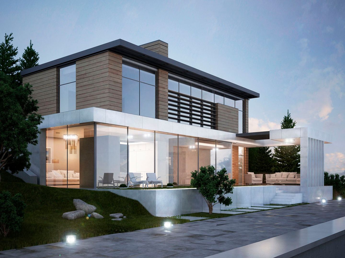 Проект дома в современном стиле, Way-Project Architecture & Design Way-Project Architecture & Design Casas minimalistas