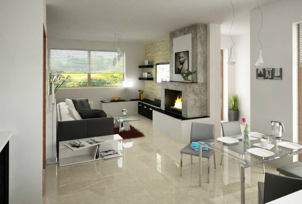 Bifamiliri in travertino, AGA Studio AGA Studio Modern living room