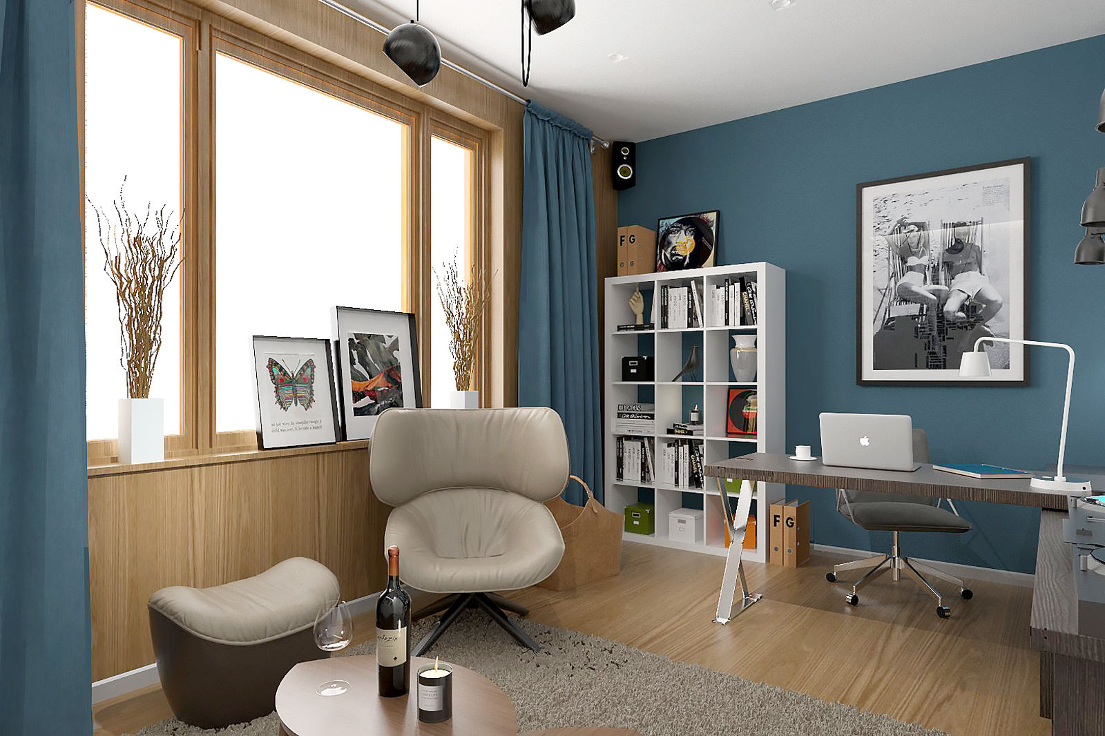 APARTMENT/6, ONE STUDIO ONE STUDIO Ruang Studi/Kantor Gaya Skandinavia