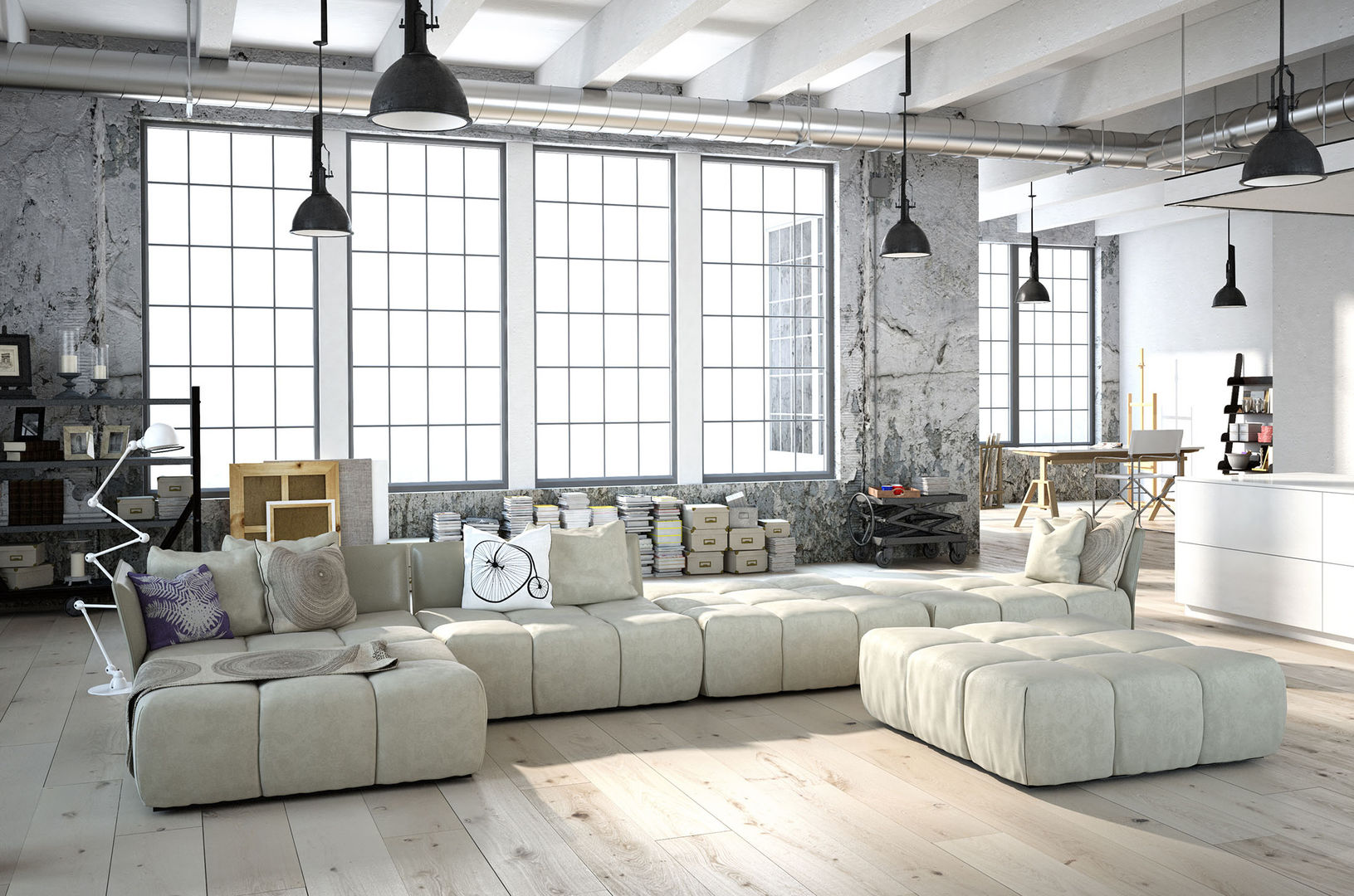 Loft, Fang Interior Design Fang Interior Design Гостиная в стиле минимализм