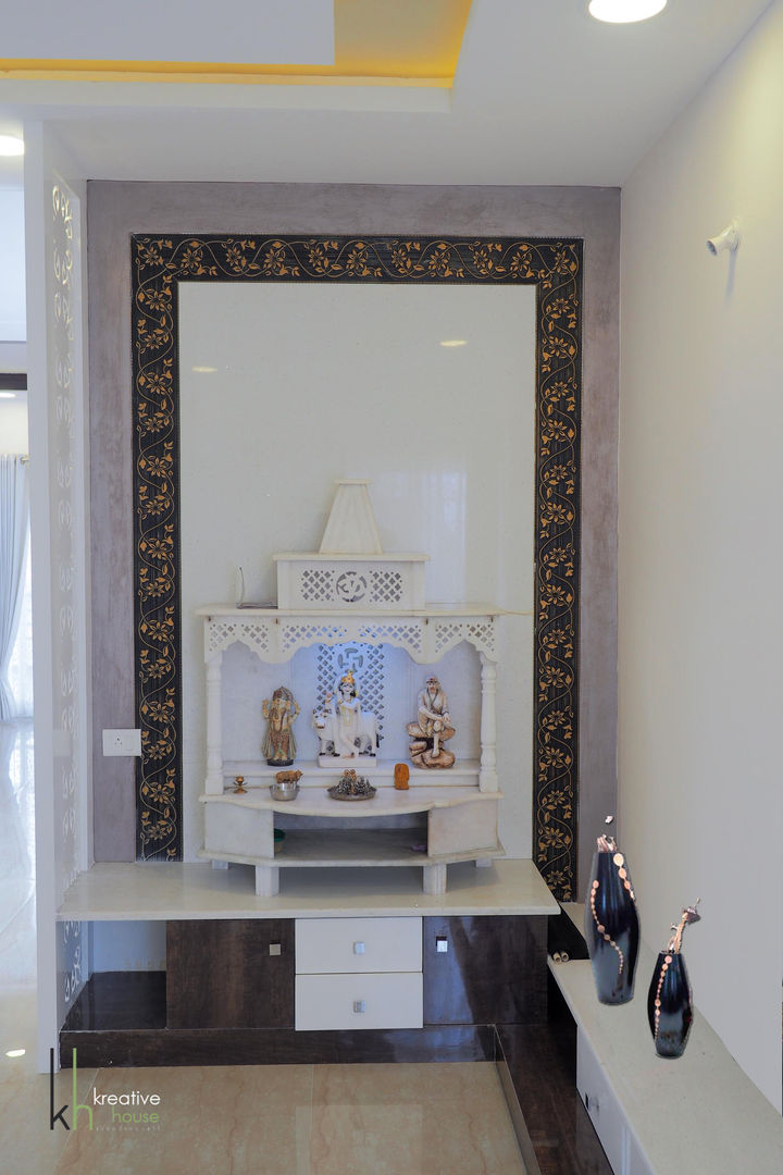 POOJA ROOM /PRAYER AREA KREATIVE HOUSE Other spaces Marble White Sculptures