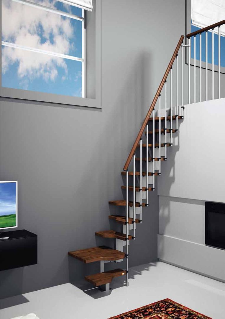 Compacta para solucionar problemas de espacio. RINTAL Escaleras Madera maciza Multicolor Escaleras