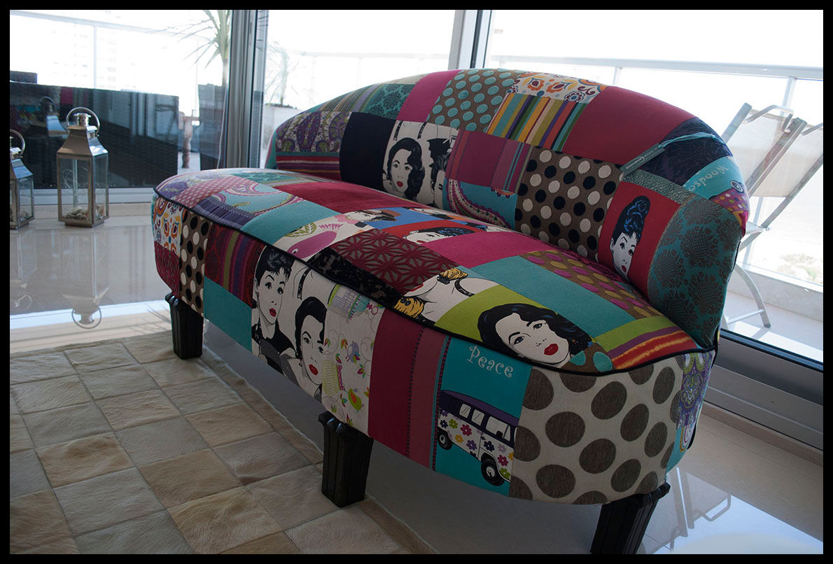 SOFA ART DECO RESTAURADO tapizado en PATCHWORK Diseñadora Lucia Casanova Salones eclécticos Sofás y sillones