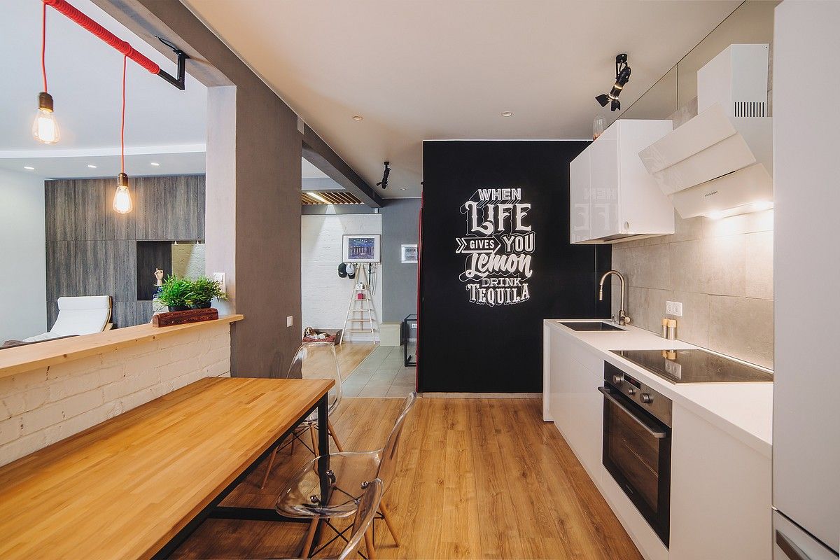 LOFT 40x40, Студия Антона Сухарева "SUKHAREVDESIGN" Студия Антона Сухарева 'SUKHAREVDESIGN' Kitchen