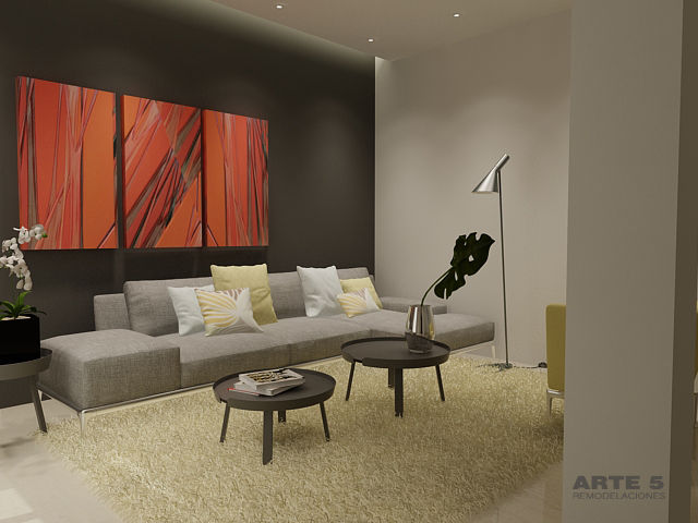 Diseño de fachadas e interior residencia unifamiliar, Arte 5 Remodelaciones Arte 5 Remodelaciones 미니멀리스트 거실