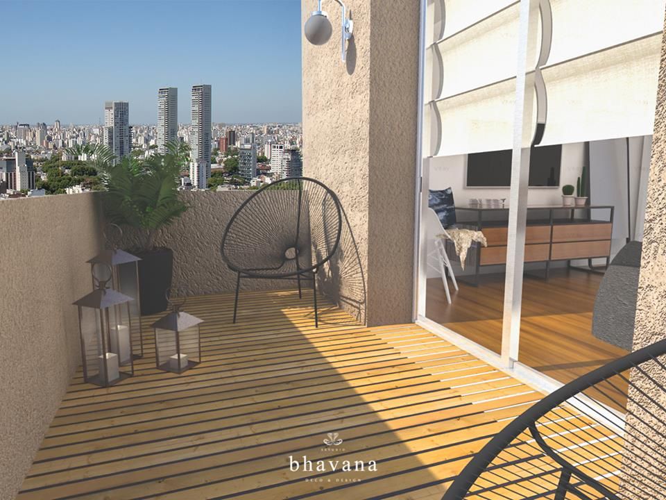 Obra Cochrane - Diseño Habitación principal, Bhavana Bhavana Industrial style balcony, veranda & terrace