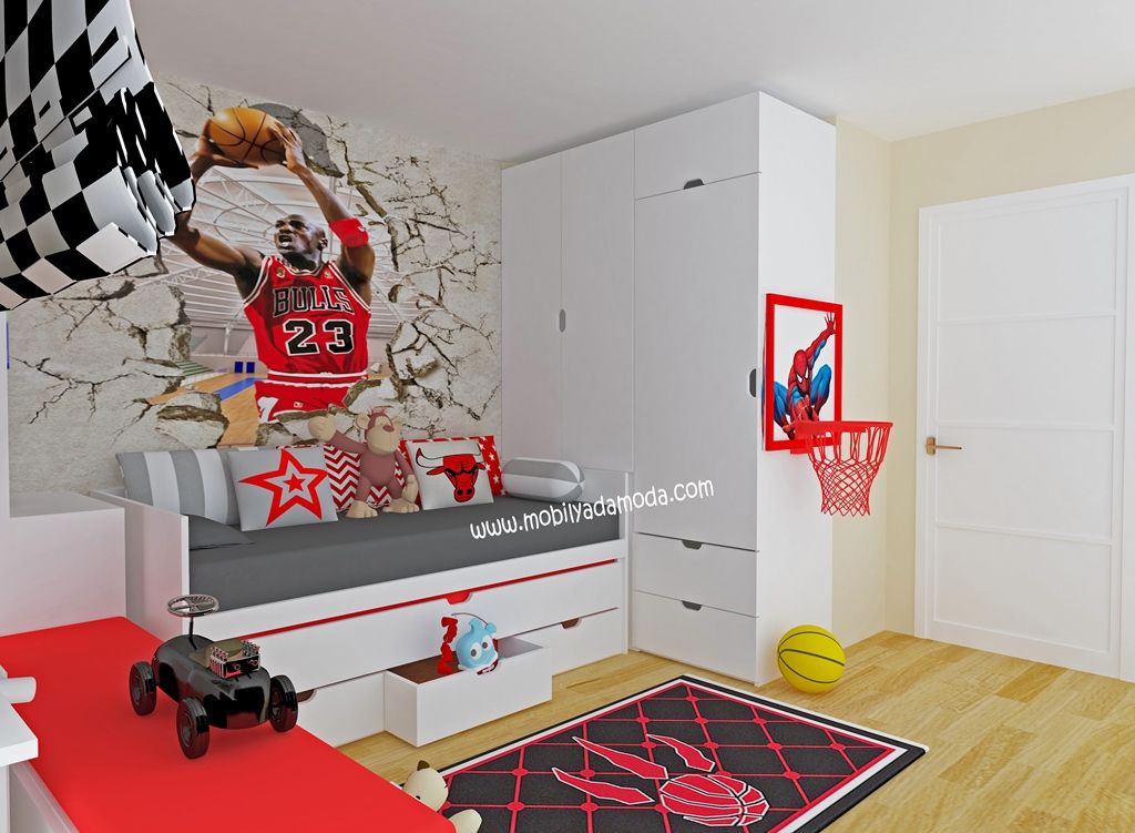 Basketbol Temalı Çocuk Odası, MOBİLYADA MODA MOBİLYADA MODA ห้องนอนเด็ก ไม้ Wood effect