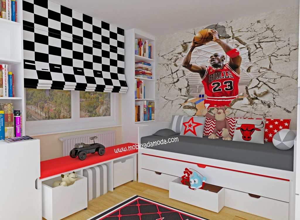 Basketbol Temalı Çocuk Odası, MOBİLYADA MODA MOBİLYADA MODA Modern nursery/kids room Wood Wood effect