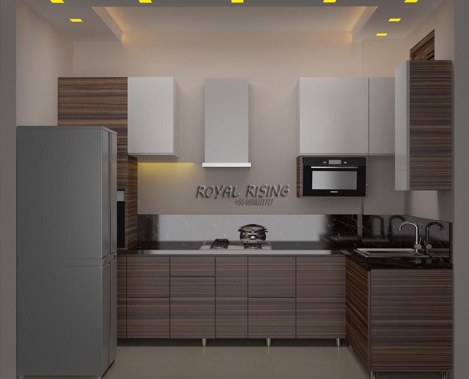 Feel Royal & luxury living in compact & narrow flat space., Royal Rising Interiors Royal Rising Interiors Modern kitchen Cabinetry,Building,Kitchen,Interior design,Lighting,Wood,Grey,Kitchen appliance,Flooring,Floor