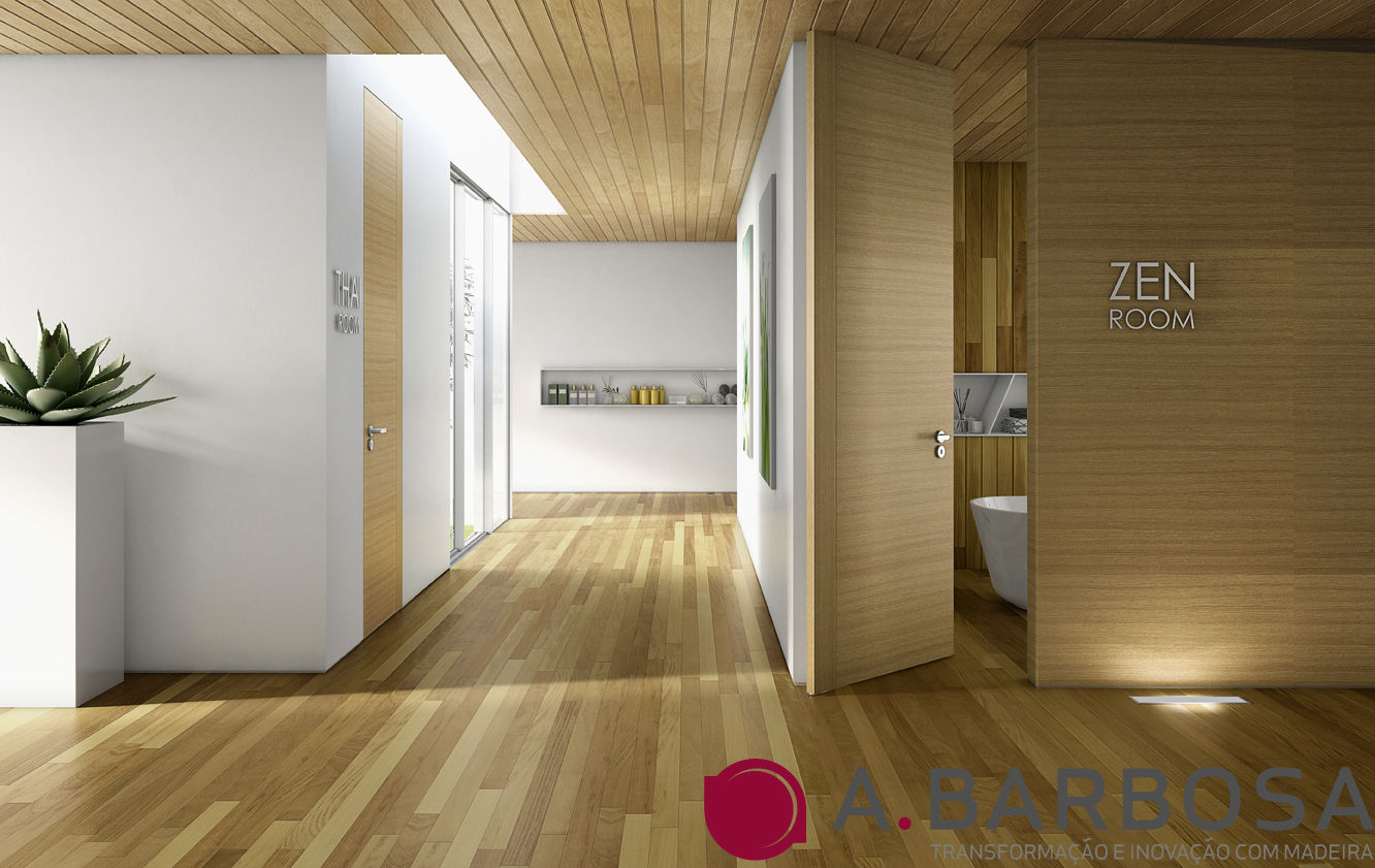 A.Barbosa - Pavimentos maciços, A.Barbosa A.Barbosa Modern Corridor, Hallway and Staircase Solid Wood Multicolored Storage