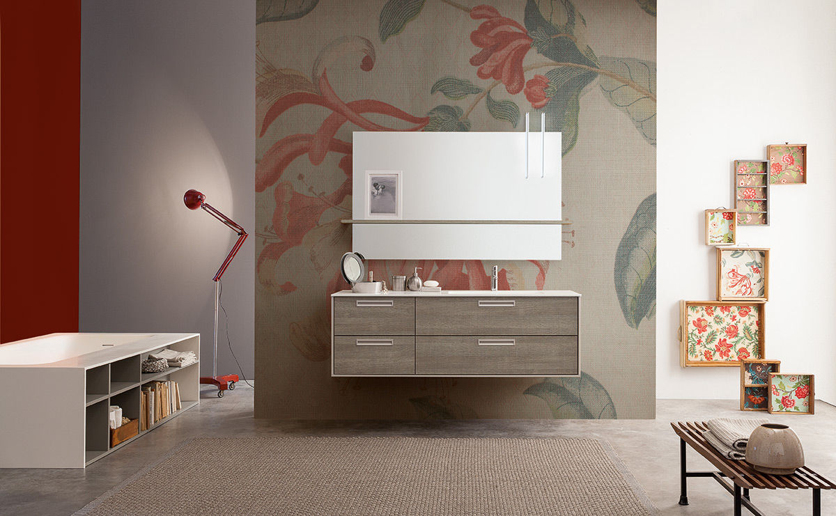 Summit collection Mastella - Italian Bath Fashion Kamar Mandi Modern Kayu Buatan Transparent Storage