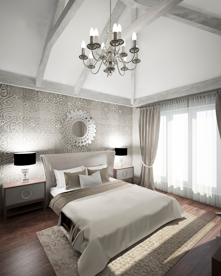 Двухэтажный дом в Рощино, Be In Art Be In Art Eclectic style bedroom Engineered Wood Transparent