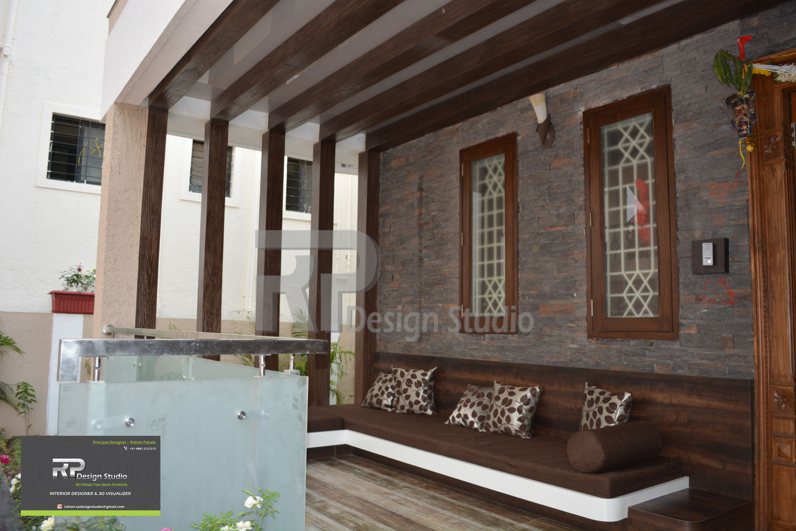 Mr Suhas Ranavde Banglow Project, RP Design Studio RP Design Studio Balkon, Beranda & Teras Modern