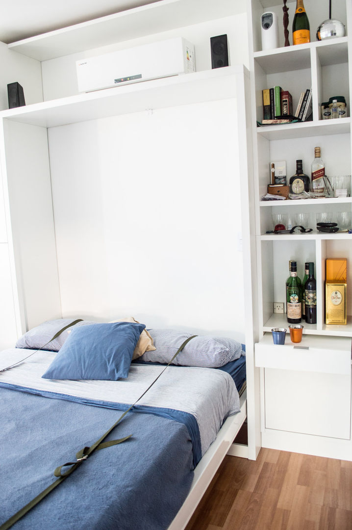 30 m2 - BOEDO - Buenos Aires - Arg, MinBai MinBai Camera da letto minimalista Legno Effetto legno Letti e testate