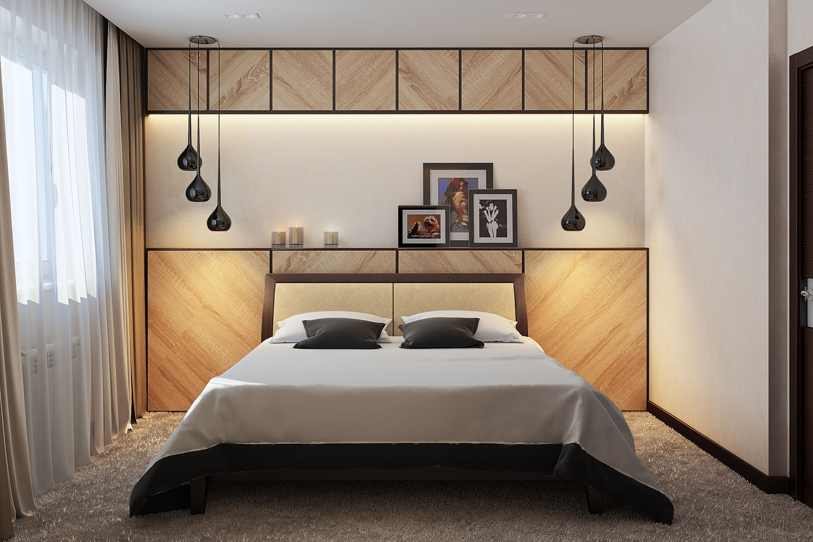 Визуализации проекта квартиры для Марины, Alyona Musina Alyona Musina Minimalist bedroom