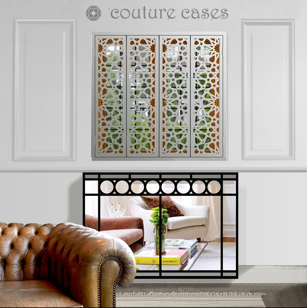 Art Deco inspired modern mirrored console table and radiator cover Lace Furniture Paredes y pisos de estilo moderno Vidrio Revestimientos de paredes y suelos