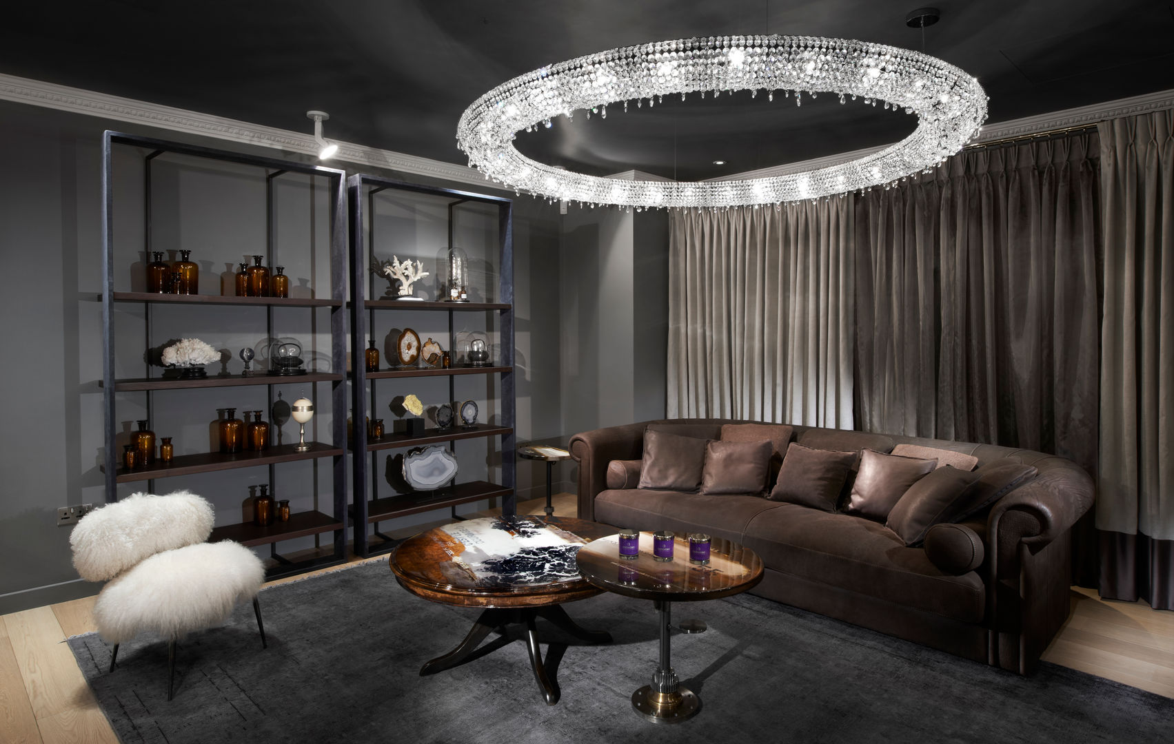 Our Looop crystal chandelier in Anna Casa showroom Manooi Commercial spaces Offices & stores