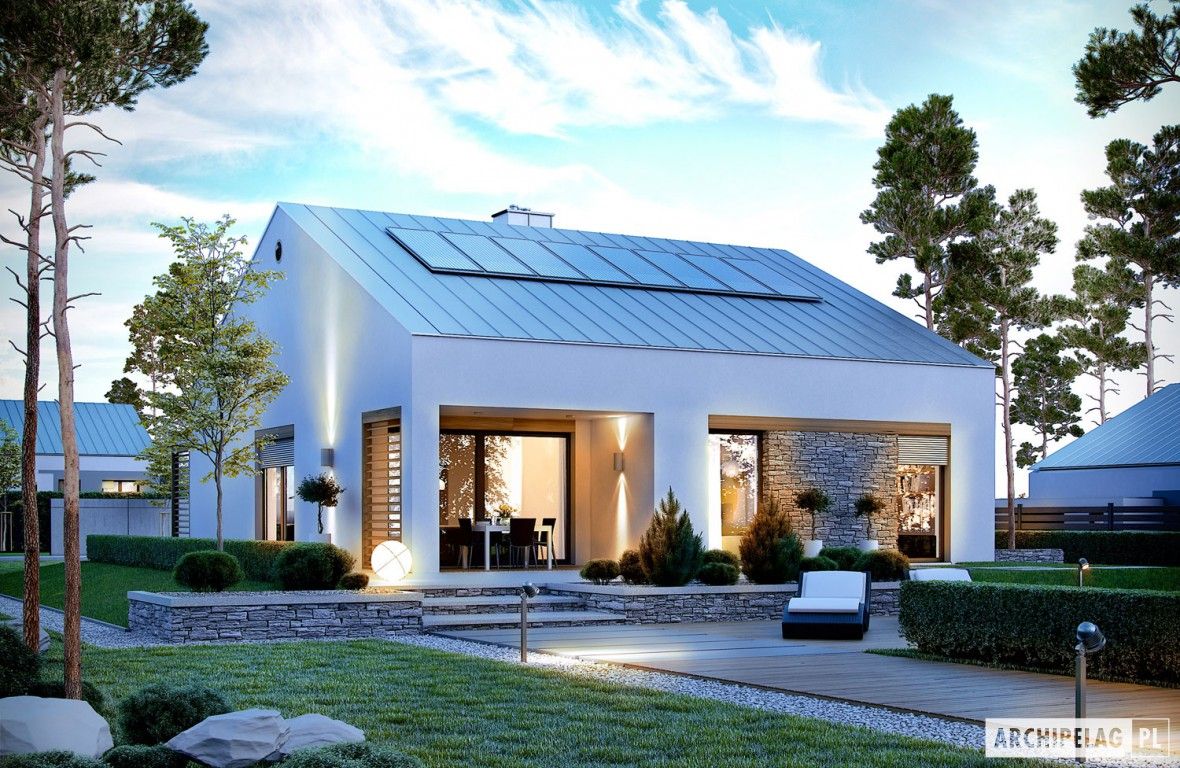 PROJEKT DOMU Ralf G1 – nowoczesny i energooszczędny dom do 100 m² Pracownia Projektowa ARCHIPELAG Nowoczesne domy